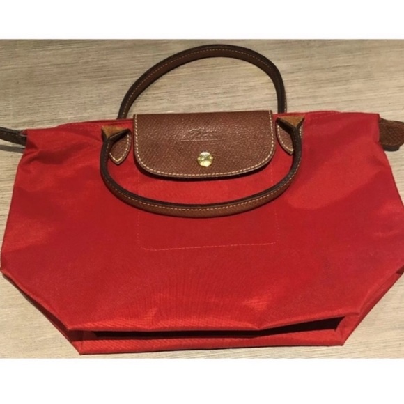 Longchamp Handbags - Red Medium Le Pliage Longchamp with Short Straps